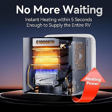 RV Tankless Water Heater Propane, Instant Hot Water, Dual Outlet, with Temper Control for Camper