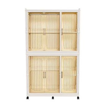 Portable Wardrobe Closet Organizer with Hanging Rods and Magnetic Doors