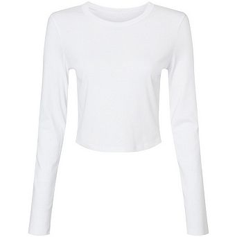 Bella + Canvas Womens/Ladies Micro-Rib Long-Sleeved Crop Top