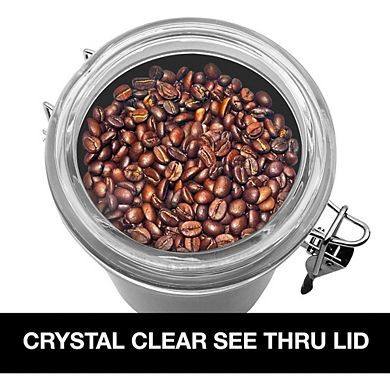Great Ambitions 62oz Coffee Canister, Airtight Stainless Steel with Clear Top,Size 5" x 7.5".