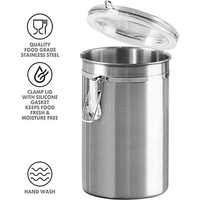 Great Ambitions 62oz Coffee Canister, Airtight Stainless Steel with Clear Top,Size 5" x 7.5".