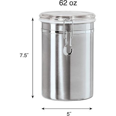 Great Ambitions 62oz Coffee Canister, Airtight Stainless Steel with Clear Top,Size 5" x 7.5".