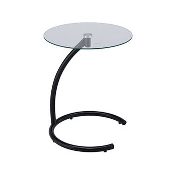 Kings Brand Furniture Modern Round End Table / C Table with Tempered Glass Top Chrome Metal Frame