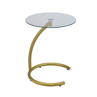 Kings Brand Furniture Modern Round End Table / C Table with Tempered Glass Top Chrome Metal Frame