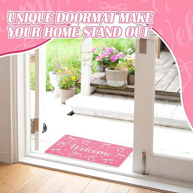 Bowknot Polka Dot Door Mat 18x30 Inches Indoor Outdoor Welcome Mat
