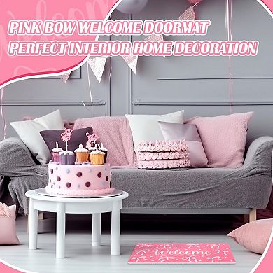 Bowknot Polka Dot Door Mat 18x30 Inches Indoor Outdoor Welcome Mat