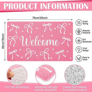 Bowknot Polka Dot Door Mat 18x30 Inches Indoor Outdoor Welcome Mat