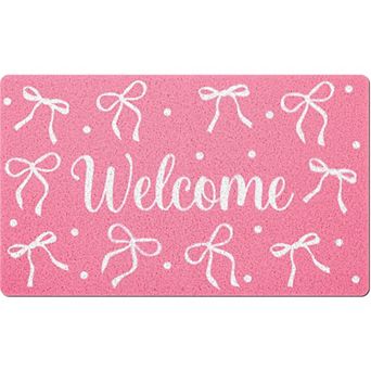 Bowknot Polka Dot Door Mat 18x30 in Indoor Outdoor Welcome Mat