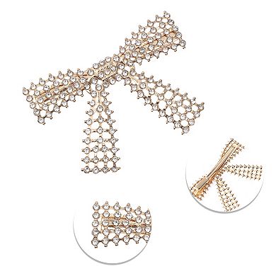 Fashion Bow Hair Clips for Home Gray Gold Tone 5 Pcs