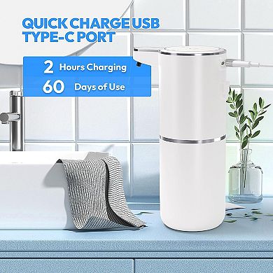 2 Pack Automatic Foaming Soap Dispenser,Touchless Foam Soap Dispenser,12.8oz Rechargeabled Wall