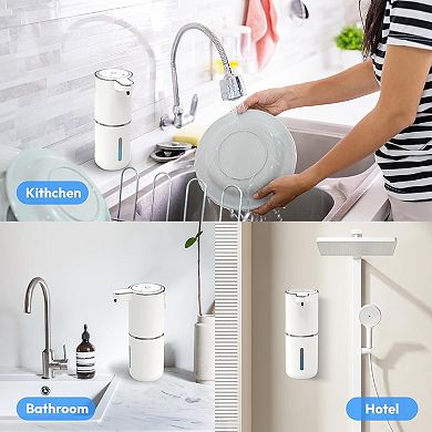 2 Pack Automatic Foaming Soap Dispenser,Touchless Foam Soap Dispenser,12.8oz Rechargeabled Wall