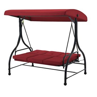 3 Person Metal Patio Swing Chair Outdoor Porch Swing for Garden Backyard Deck