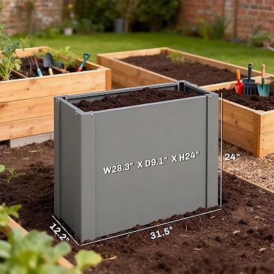 Outsunny Raised Garden Bed Galvanized Planter Box 2.6 x 1 x 2 ft