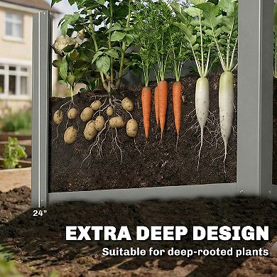 Outsunny Raised Garden Bed Galvanized Planter Box 2.6 x 1 x 2 ft