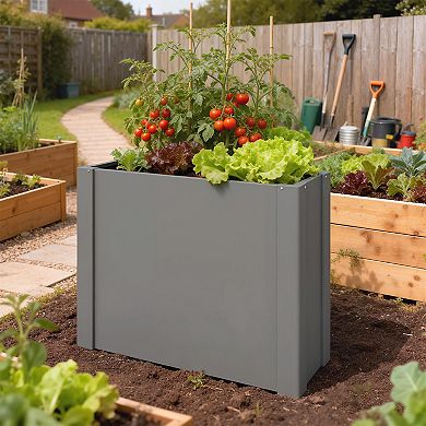 Outsunny Raised Garden Bed Galvanized Planter Box 2.6 x 1 x 2 ft