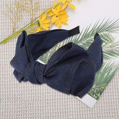 Exquisite Denim Bow Headbands Deep Blue 1 Pc