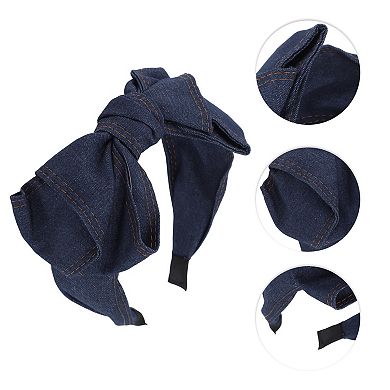 Exquisite Denim Bow Headbands Deep Blue 1 Pc