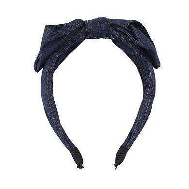 Exquisite Denim Bow Headbands Deep Blue 1 Pc