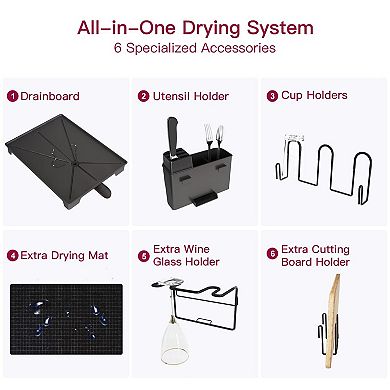 2-Tier Compact Dish Rack for Small Kitchens: Rust-Resistant, Space-Saving, Modern Design