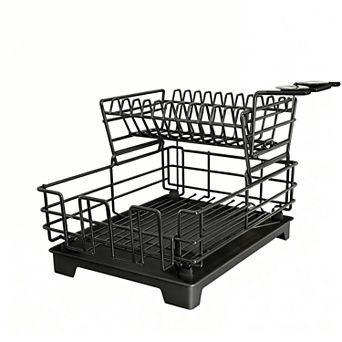 2 tier Compact Dish Rack for Small Kitchens: Rust-Resistant, Space-Saving, Modern Design