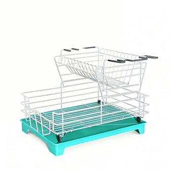 2 tier Compact Dish Rack for Small Kitchens: Rust-Resistant, Space-Saving, Modern Design