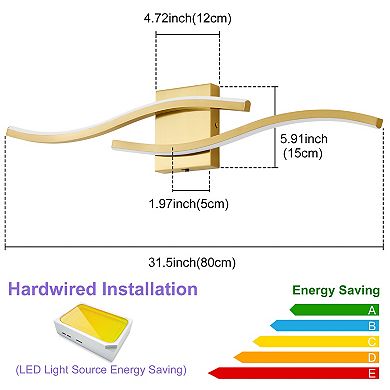 POWLIG 31.5" Modern LED Wall Sconce - Dimmable, 5 Color Temperature for Hallway, Bedroom Living Room