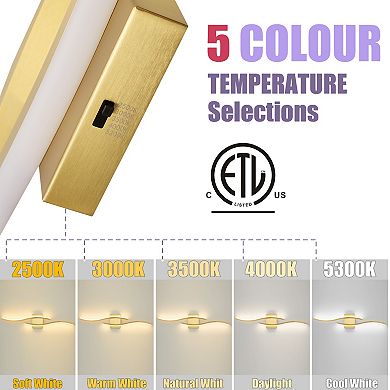 POWLIG 31.5" Modern LED Wall Sconce - Dimmable, 5 Color Temperature for Hallway, Bedroom Living Room
