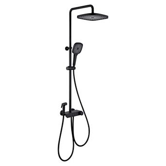 3-Spray Patterns with 2.5 GPM 10 in Wall Mount Dual Shower Heads, Thermostatic Valve, Tub Spout