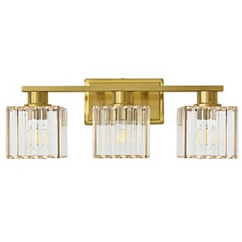 POWLIG 21" 3-Light Bathroom Vanity Light with Square Crystal Shades - Modern Luxury Lighting