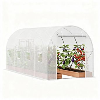 14.6x6.4x6.3 Ft Greenhouse for Outdoors, Large Walk-in Heavy Duty Galvanized Steel Frame