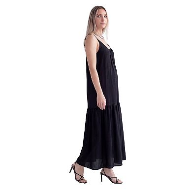 Maternity 24Seven Comfort Apparel Scoop Neck Spaghetti Strap Pocket Maxi Dress
