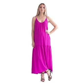 Maternity 24Seven Comfort Apparel Scoop Neck Spaghetti Strap Pocket Maxi Dress