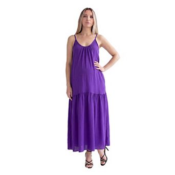 Maternity 24Seven Comfort Apparel Scoop Neck Spaghetti Strap Pocket Maxi Dress