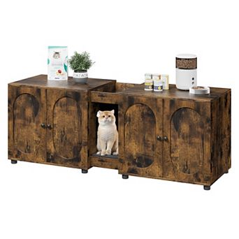 Cat Litter Box Enclosure,55.1" Double Litter Box Furniture Large Cat Box Enclosure Kitty Litter Box
