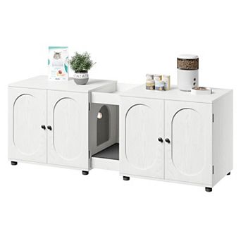 Cat Litter Box Enclosure,55.1" Double Litter Box Furniture Large Cat Box Enclosure Kitty Litter Box