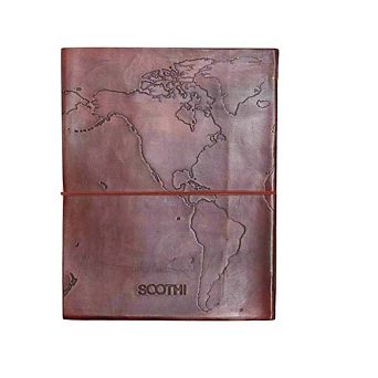 World Map Handmade Leather Journal