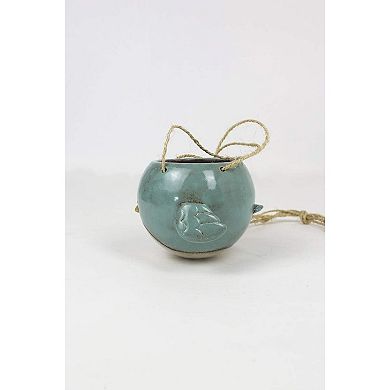 Bluebird Ceramic Hanging Planter 7", Indoor Outdoor Decorative Flower Pot
