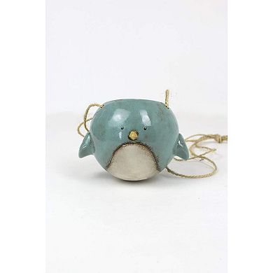 Bluebird Ceramic Hanging Planter 7", Indoor Outdoor Decorative Flower Pot