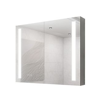 36x30 Inch LED Medicine Cabinet with Vanity Mirror Double Door Anti Fog Aluminum Dimmable