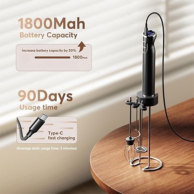 Great Ambitions Rechargeable Milk Frother, 9 Speed, LED Display, for Coffee, Keto, Matcha, Protein