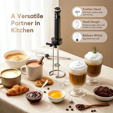 Great Ambitions Rechargeable Milk Frother, 9 Speed, LED Display, for Coffee, Keto, Matcha, Protein