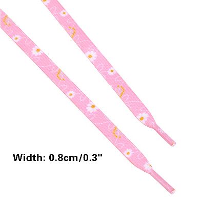 Women's Floral Printed Flat Shoelaces Sneakers Shoelaces 1 Pair 55.1"