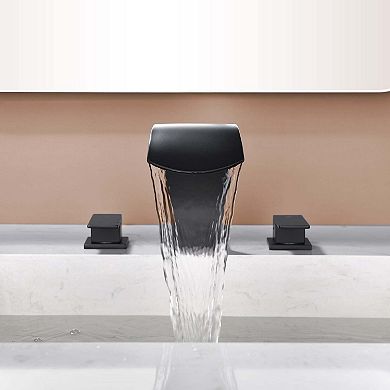 2-Handle Deck Mounted Faucet with Water Spout Stainless Steel High Arc Bathroom Faucet