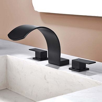 2-Handle Deck Mounted Faucet with Water Spout Stainless Steel High Arc Bathroom Faucet