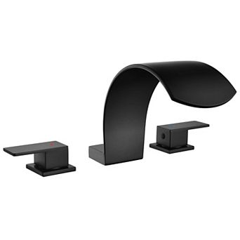 2-Handle Deck Mounted Faucet with Water Spout Stainless Steel High Arc Bathroom Faucet