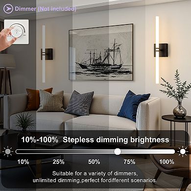 POWLIG 22-Inch Modern Wall Sconce, Dimmable LED Light for Bedroom, Living Room