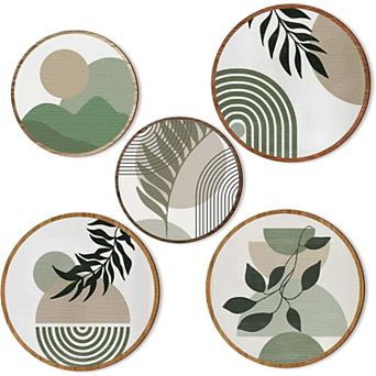 5 pc Wall Art Decor Wooden Living Room Wall Decor Hanging Farmhouse Geometric 10'' and 8''