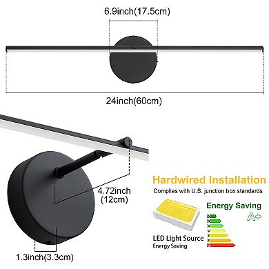 POWLIG 24" Modern LED Wall Sconce - Dimmable Fixture with Adjustable 5-Color & Angle to Set the Mood