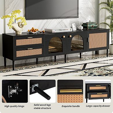 Lufeiya 70 Inch TV Stand for TVs Up to 80 Inch with LED Light