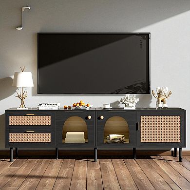Lufeiya 70 Inch TV Stand for TVs Up to 80 Inch with LED Light